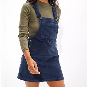 Blue Corduroy Overall Mini Dress